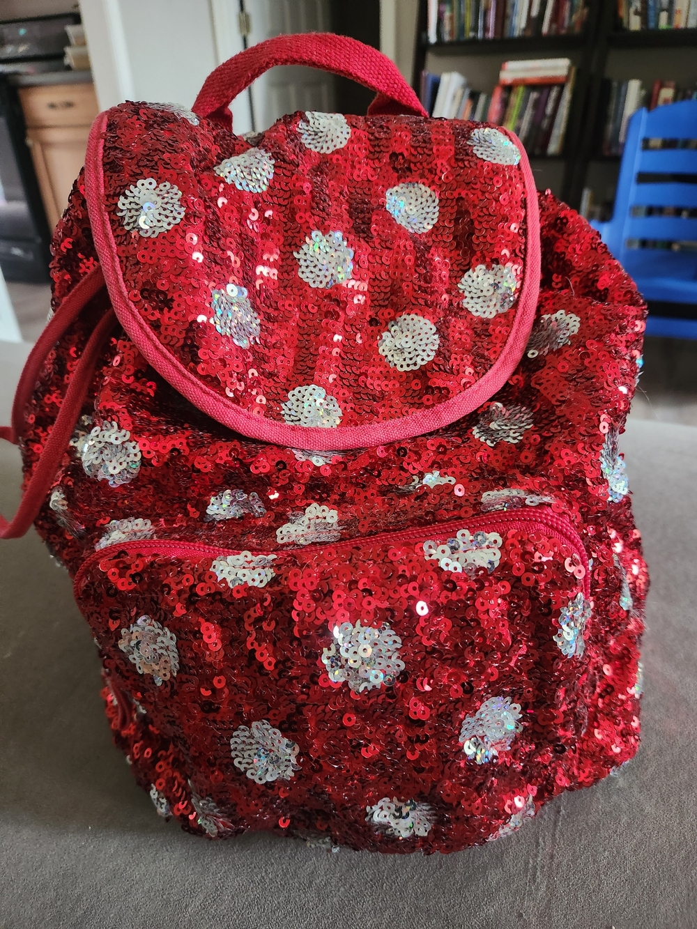 Red Sequin Polka Dot Women's Backpack